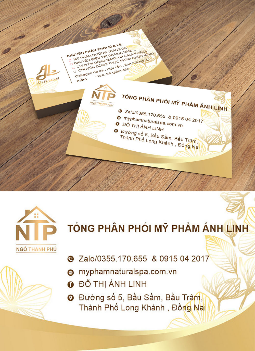 Mẫu danh thiếp namecard phân phối mĩ phẩm ánh linh