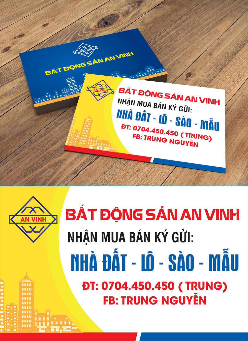 Mẫu danh thiếp namecard bất động sản an vinh