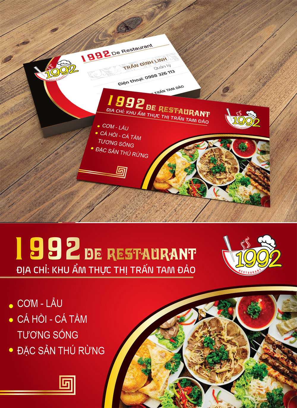 Mẫu danh thiếp namecard nhà hàng 1992
