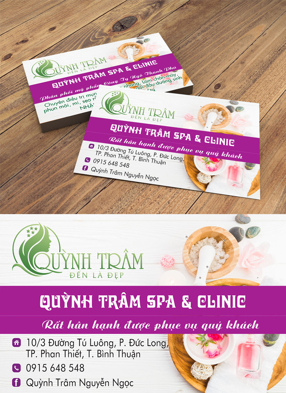 Mẫu danh thiếp namecard quỳnh trâm spa