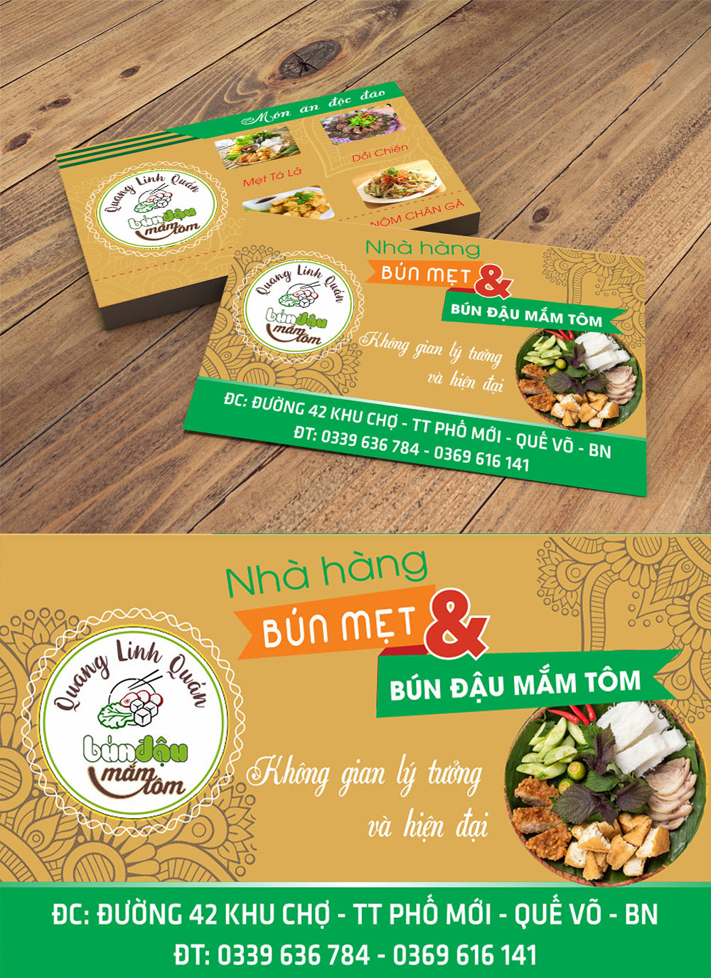 Mẫu namecard nhà hàng bún mẹt bún đậu