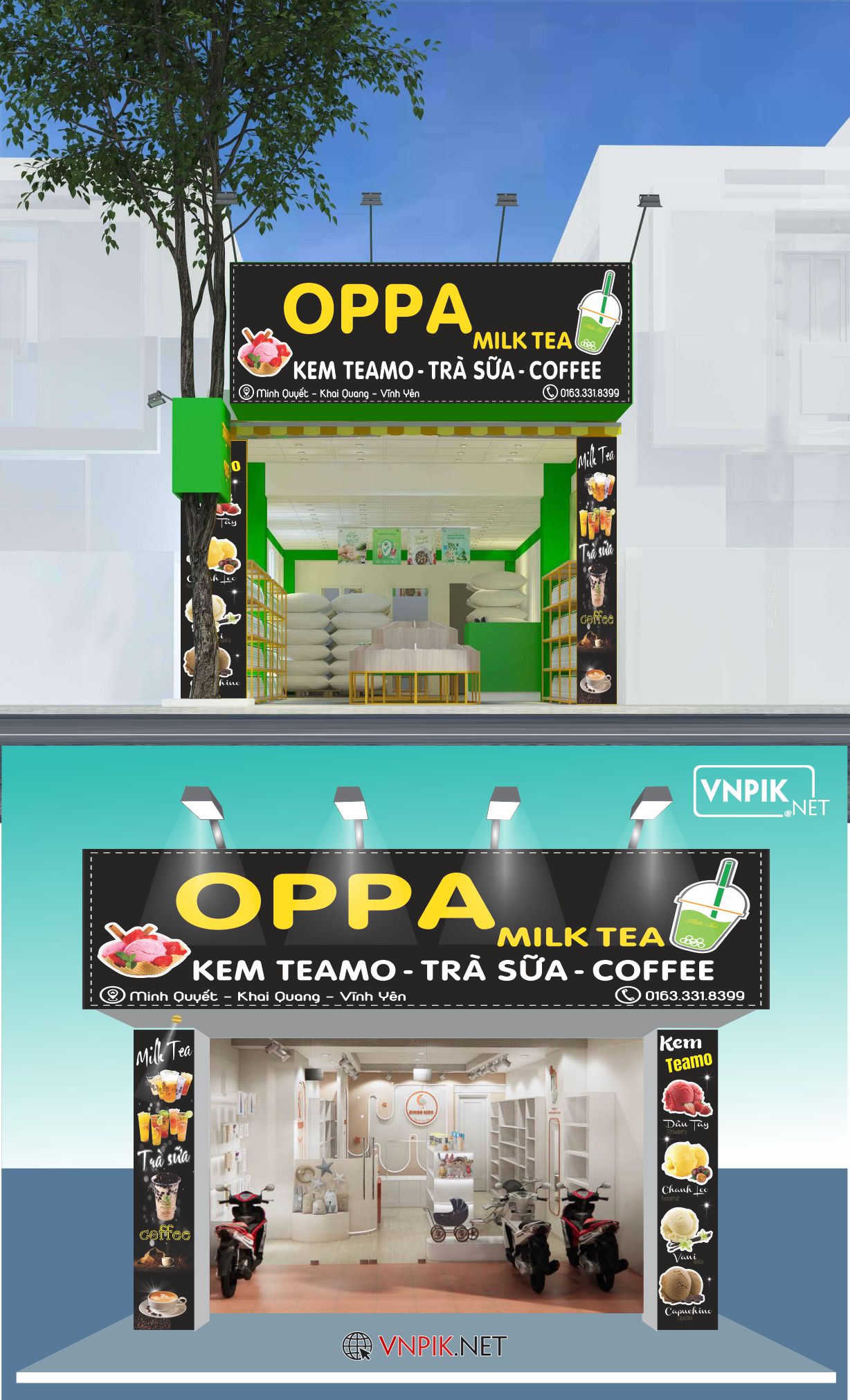 Biển bảng quảng cáo kem teamo – trà sữa, coffee