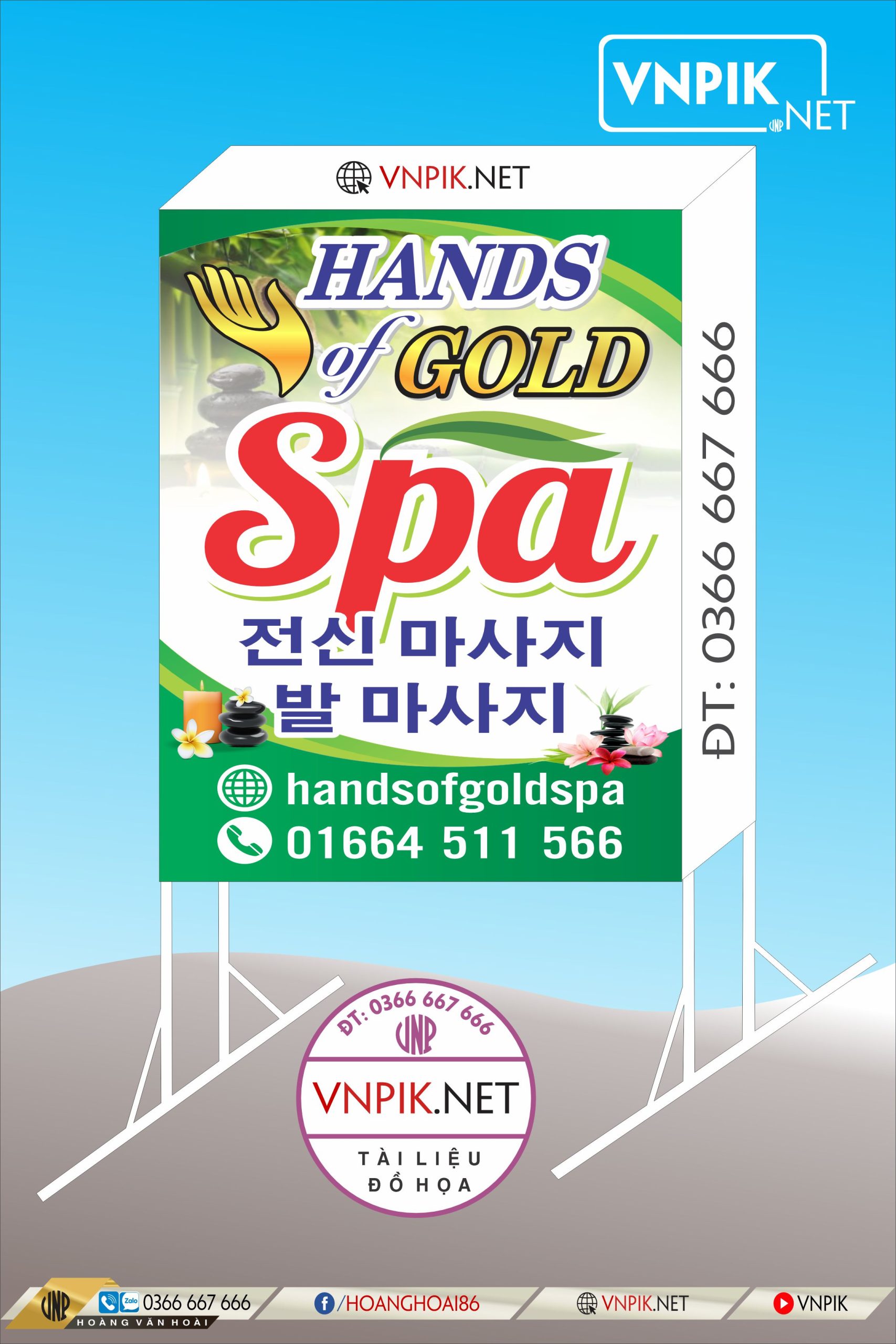 Mẫu biển quảng cáo spa hands of gold