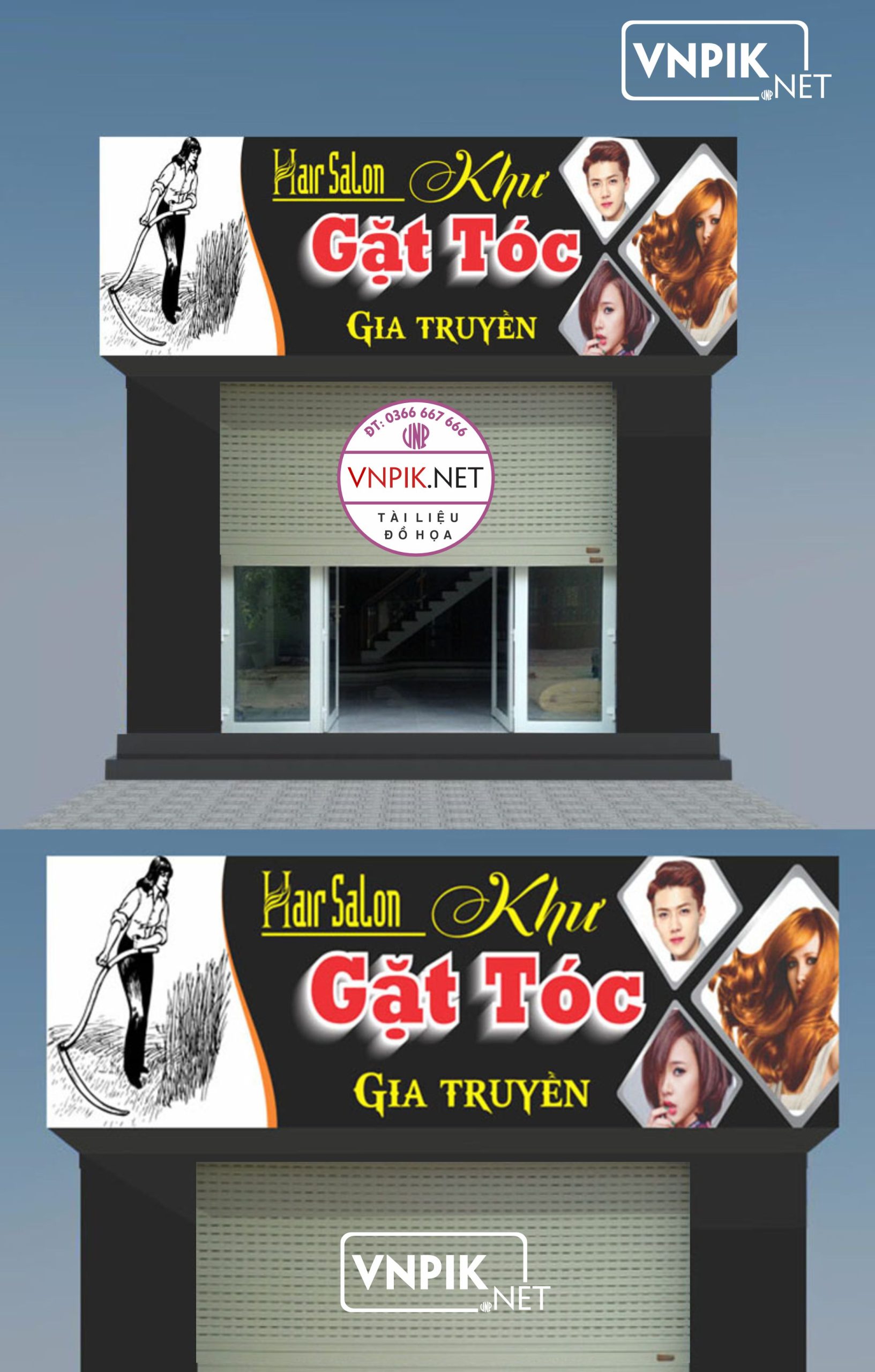 Mẫu biển cắt tóc Hair salon khư