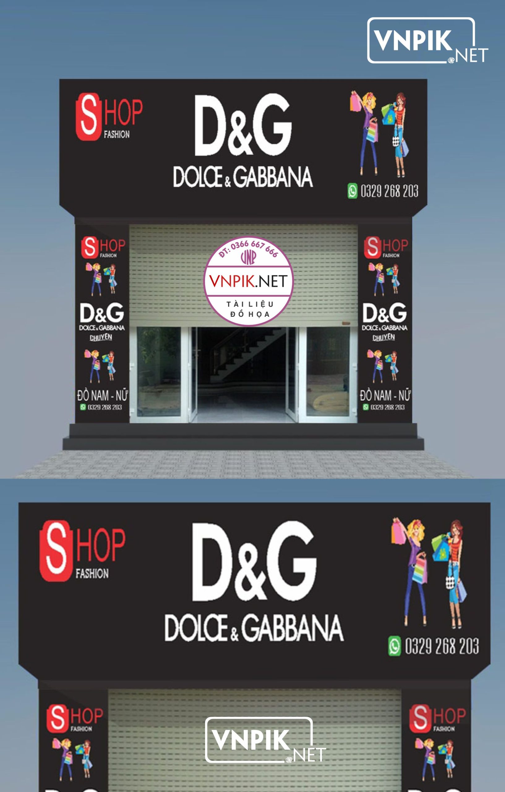 mẫu biển shop fashion D&G coloe&gabbbana