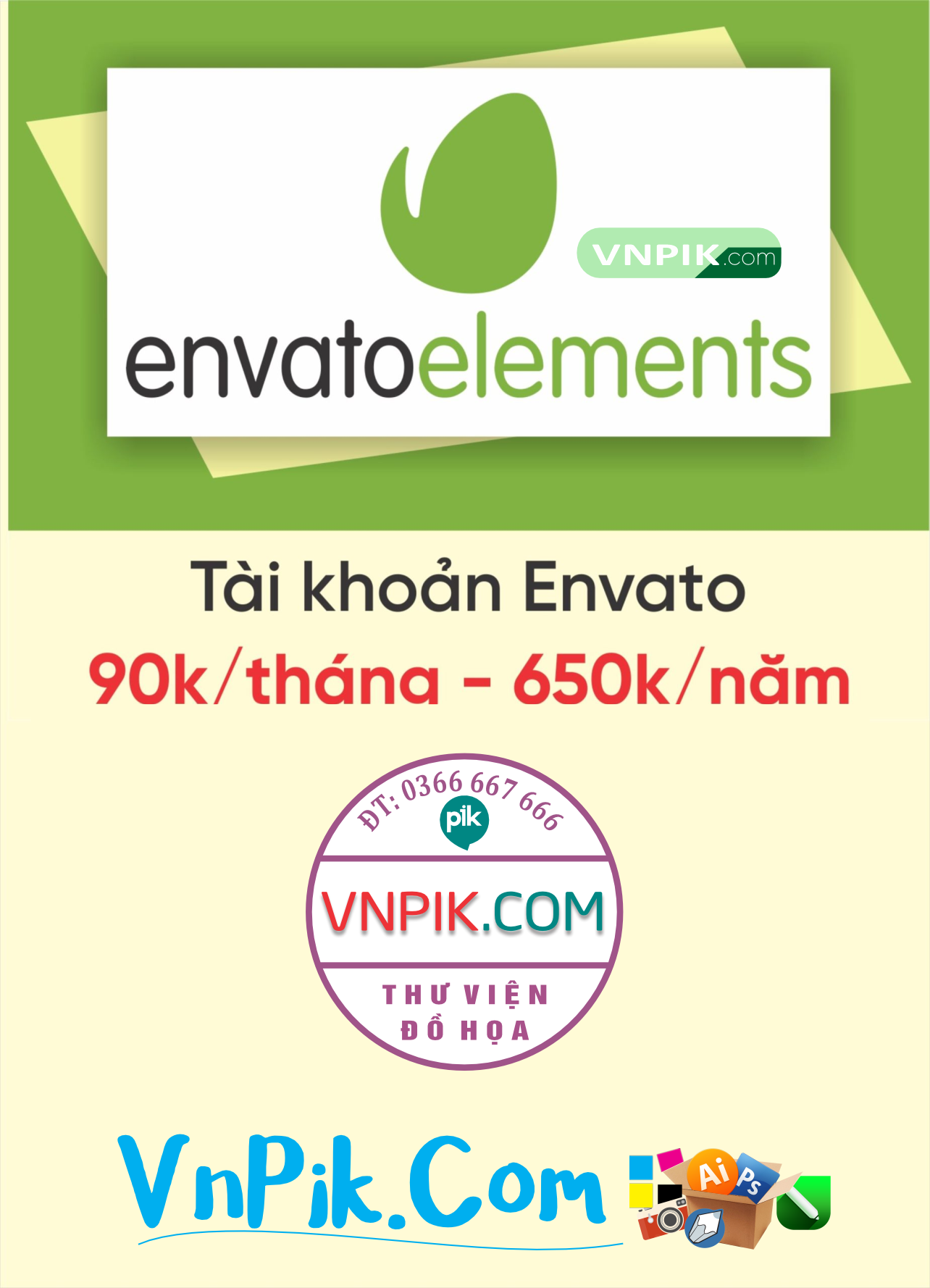 Tài Khoản envato elements 650k/Năm