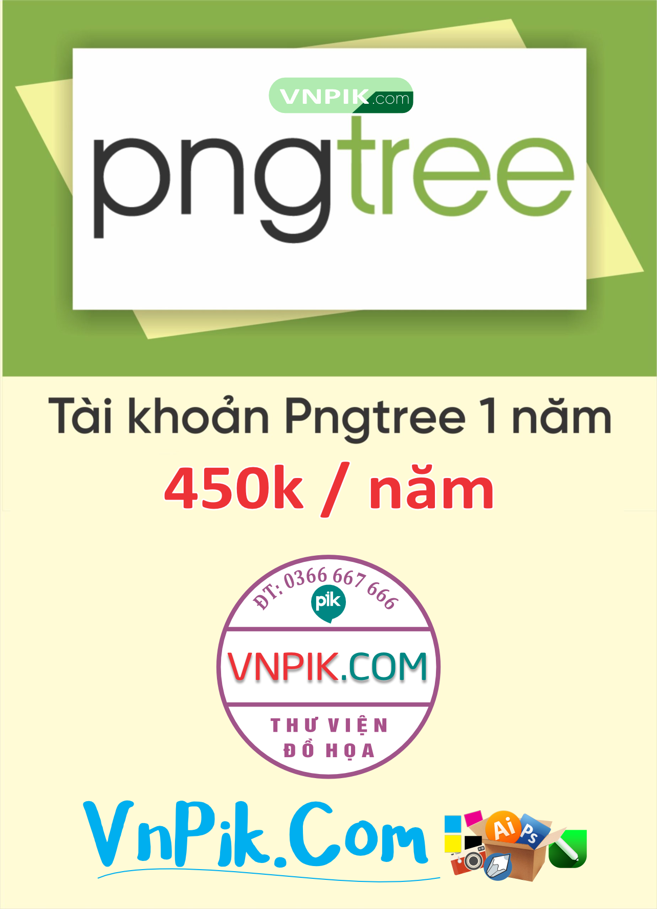 Tài khoản PNGtree 12 tháng giá 450k