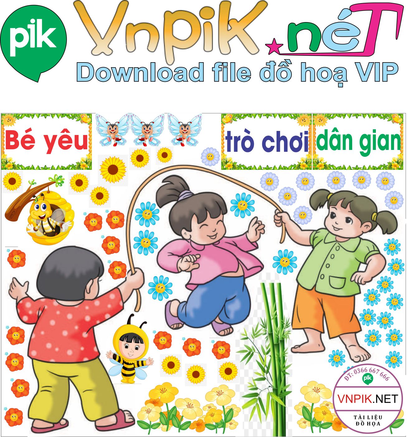 Trang trí phòng học – bé yêu trò chơi dân gian #3 file PDF & CDR