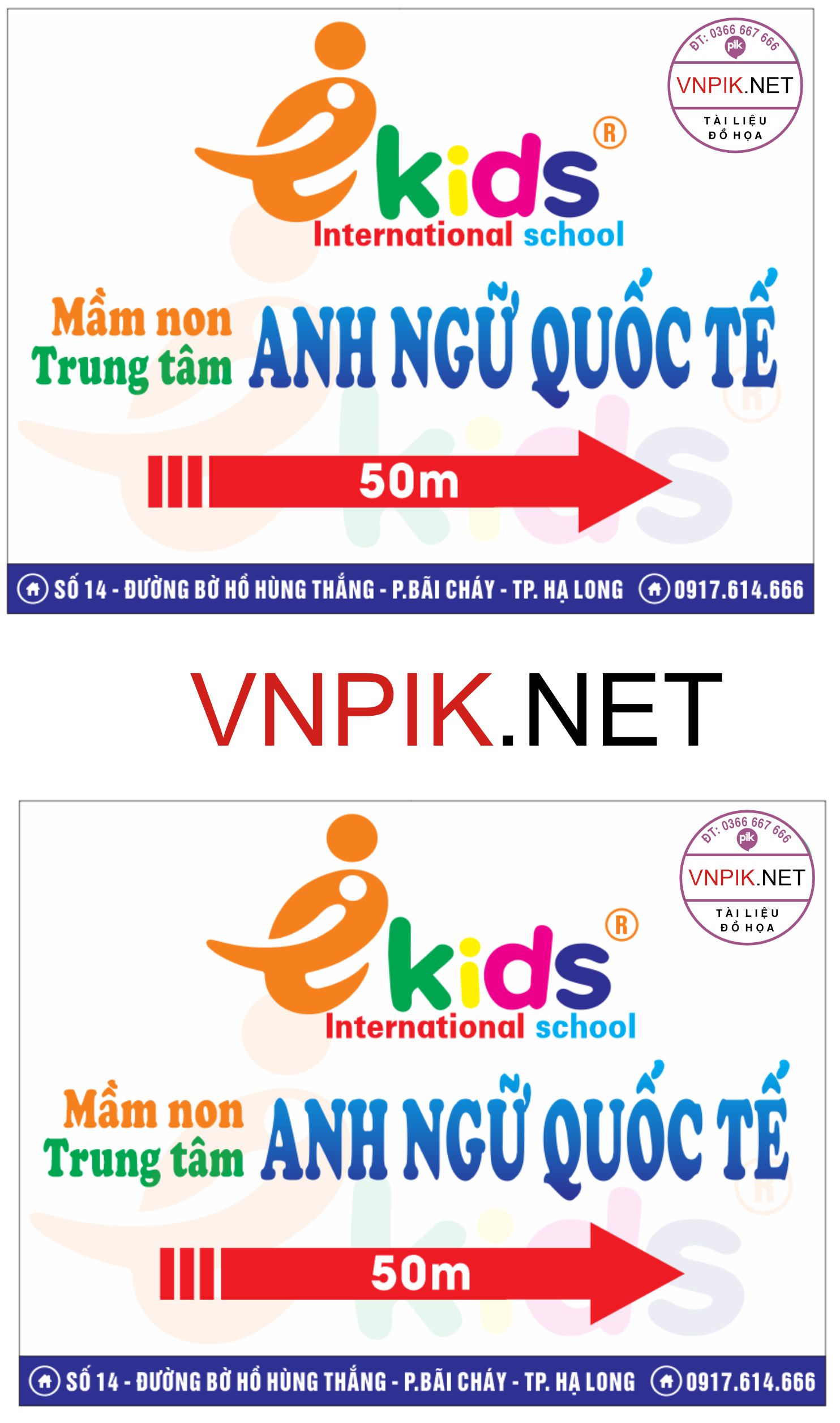 Biển trường mầm non anh ngữ quốc tế Ekids file PDF & CDR