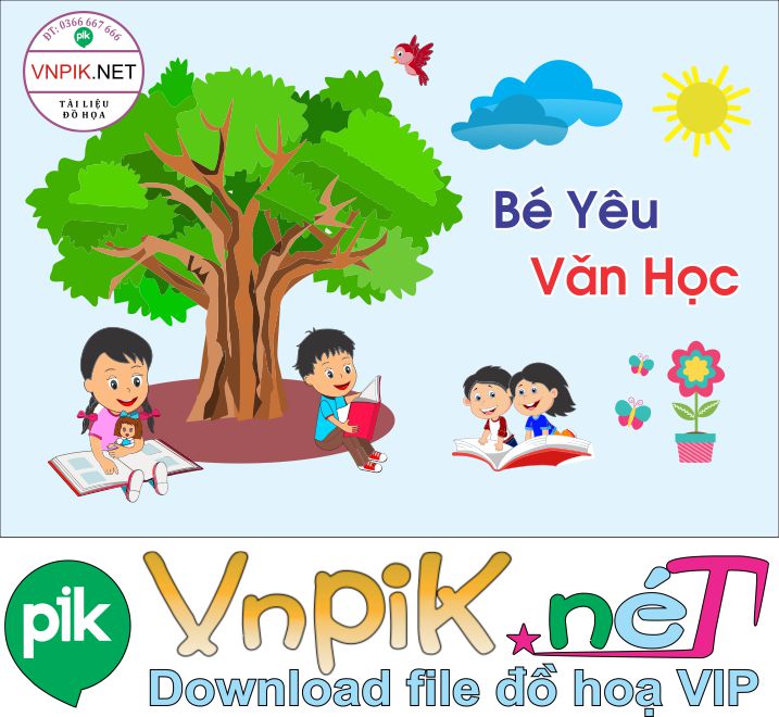 Trang trí phòng học – bé yêu văn học file PDF & CDR