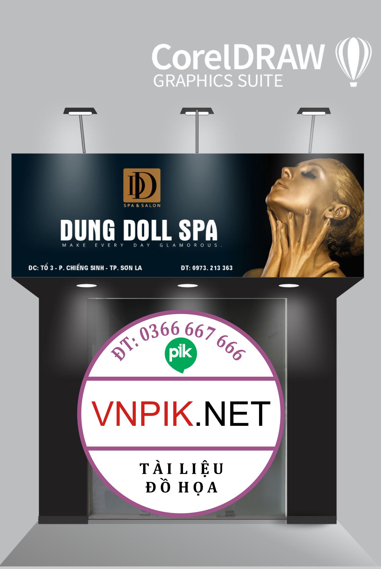 Bảng quảng cáo Dung Doll Spa file corel
