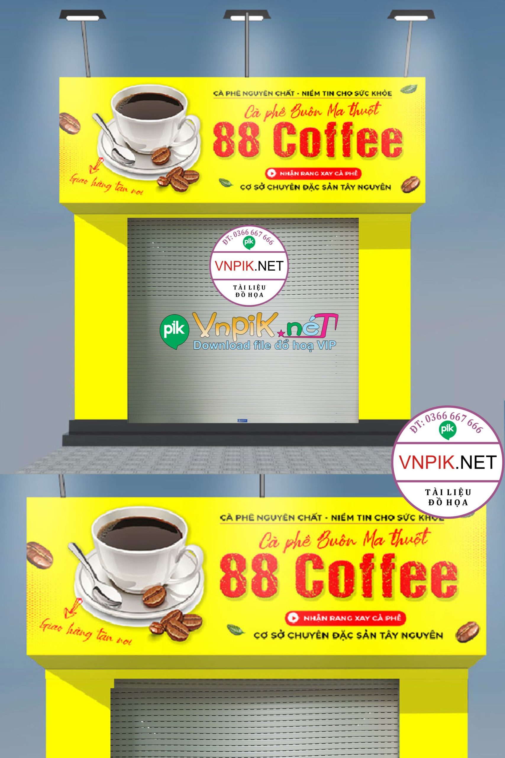 Bảng quảng cáo Quán Coffee 88 file photoshop