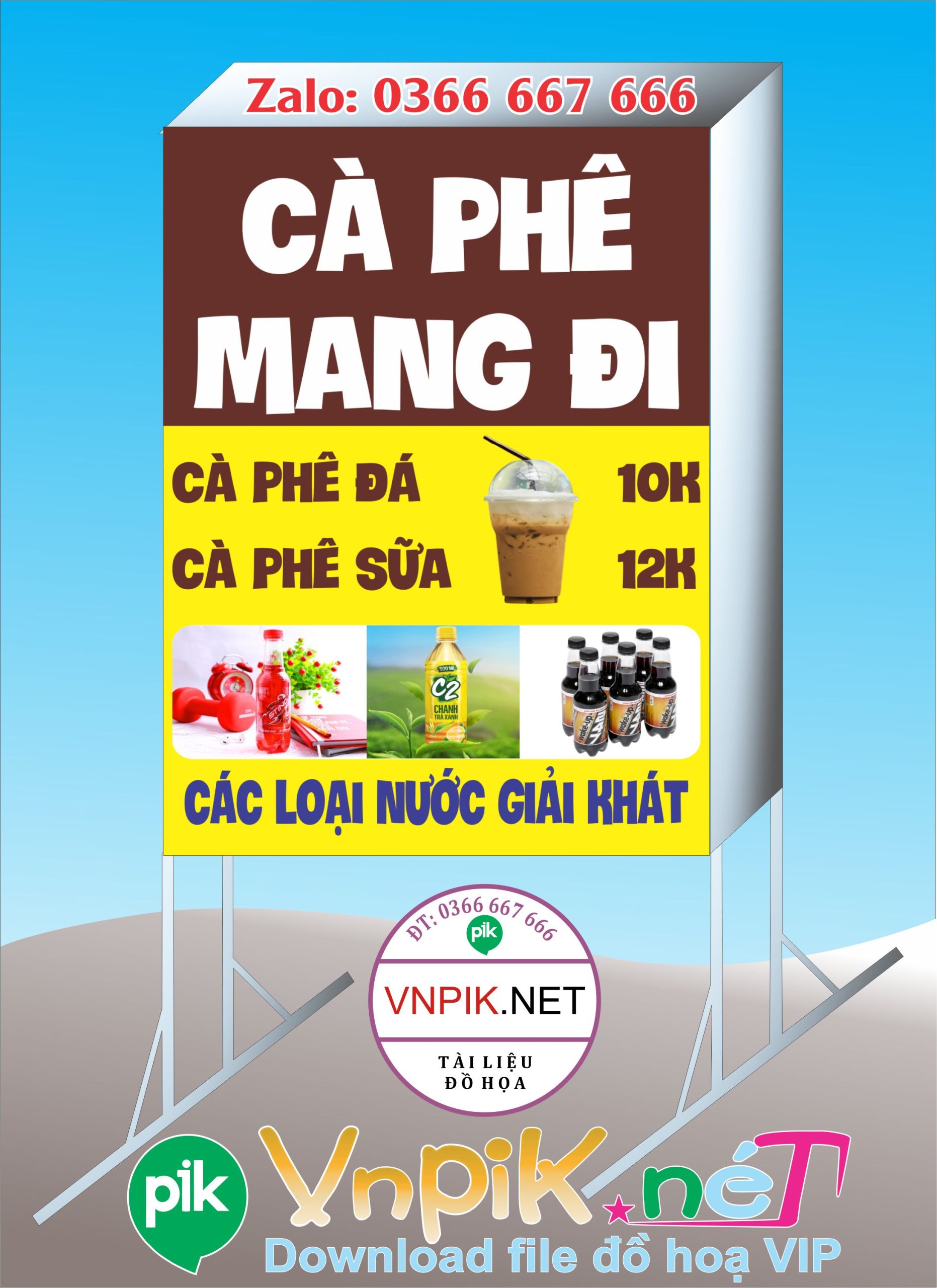 Bảng quảng cáotiệm cà phê mang đi file corel