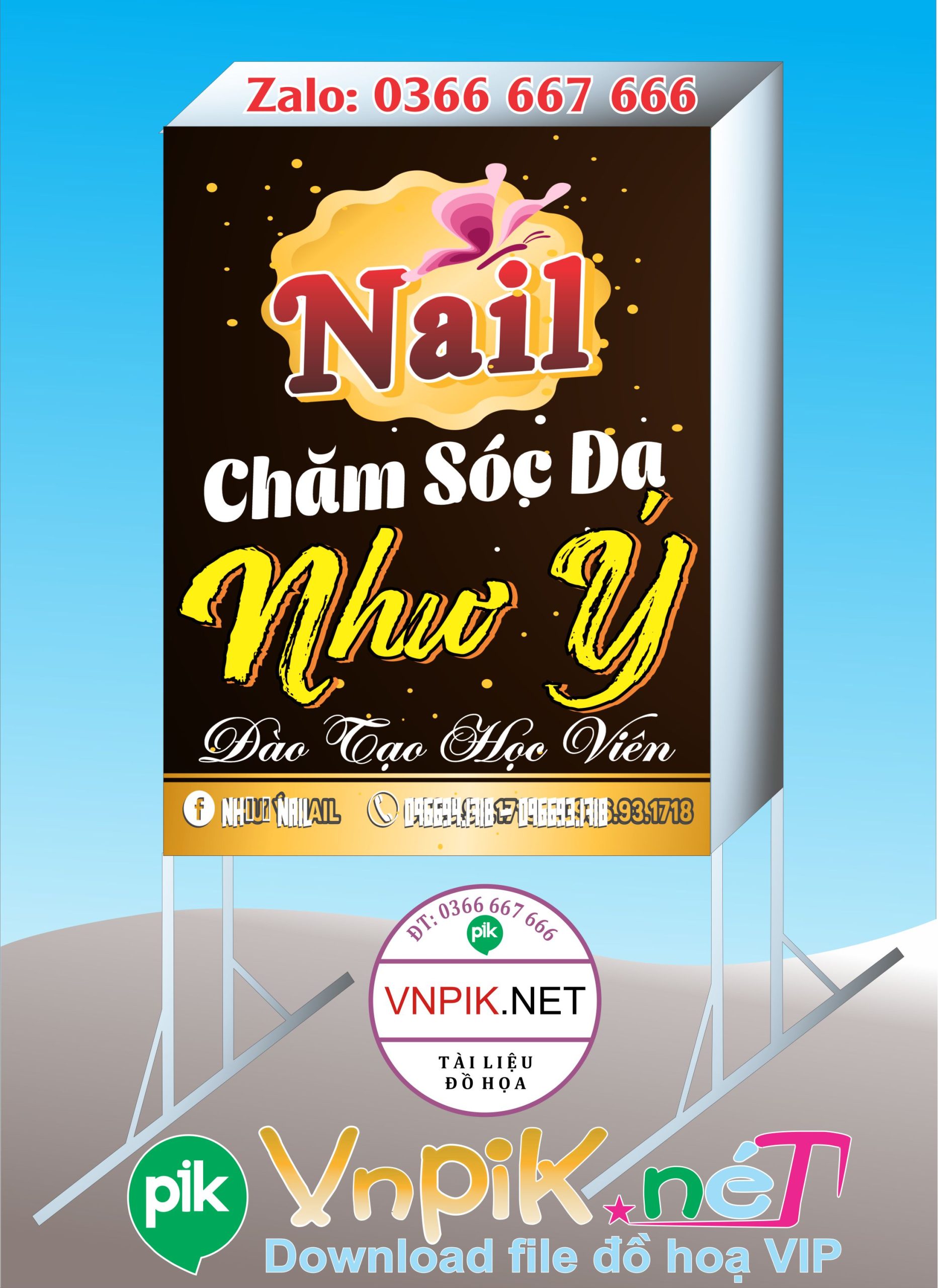 Biển vẫy Spa Nail Như Ý file corel cdr