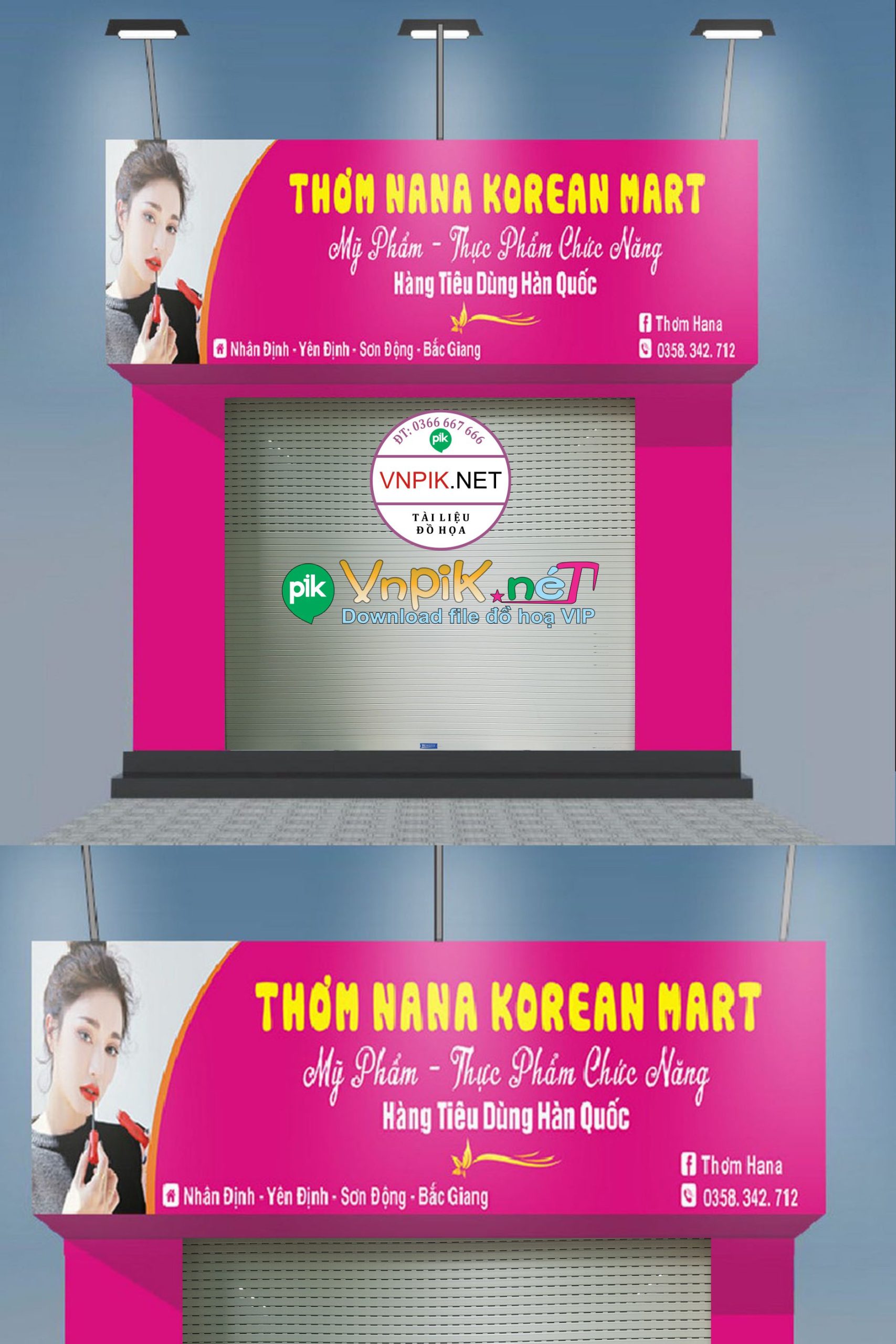 Market bảng quảng cáo Mỹ phẩm Thơm Hana Korean Mart file Corel