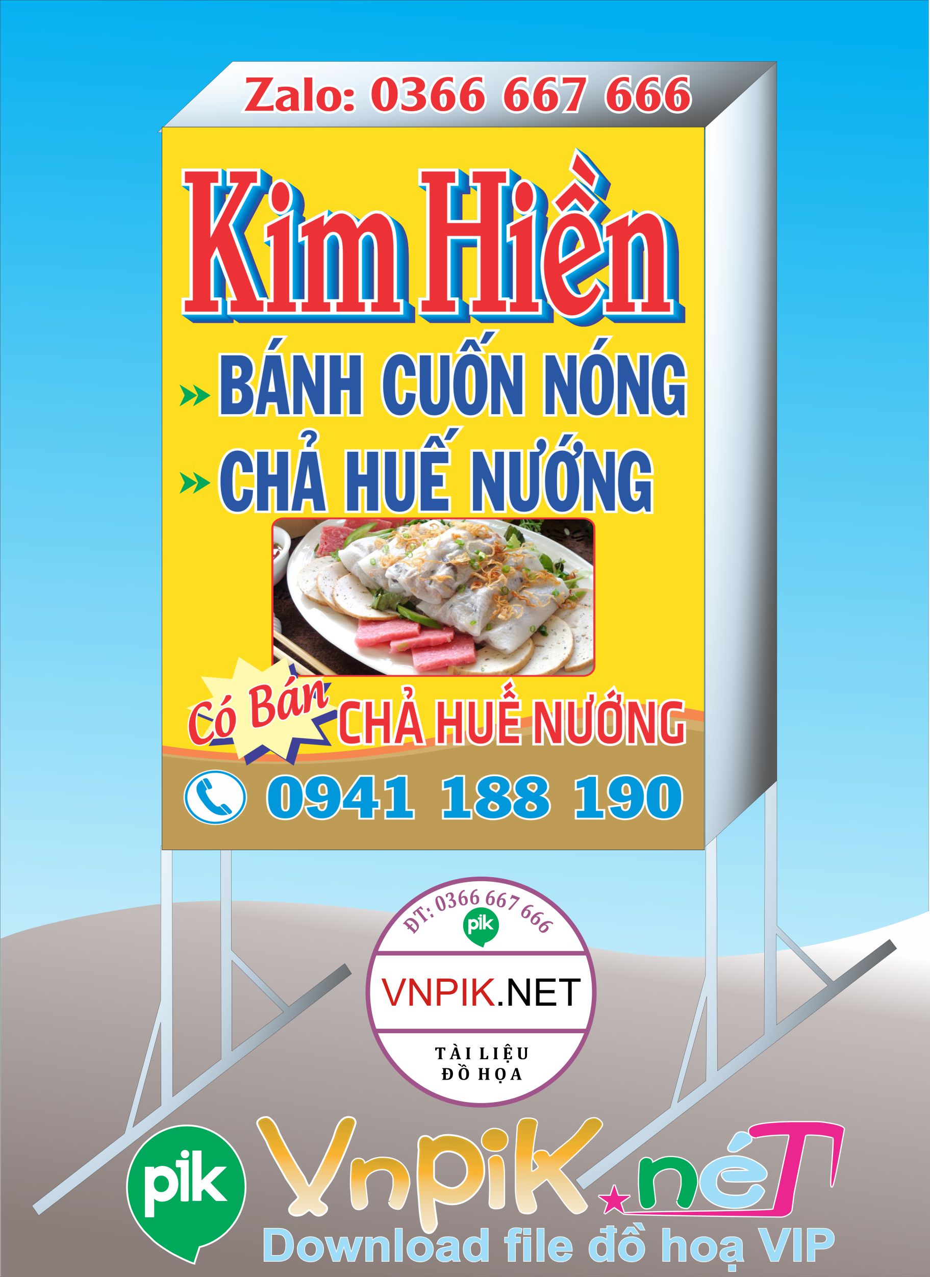 Mẫu bảng hiệu quán ăn sáng Kim Hiền