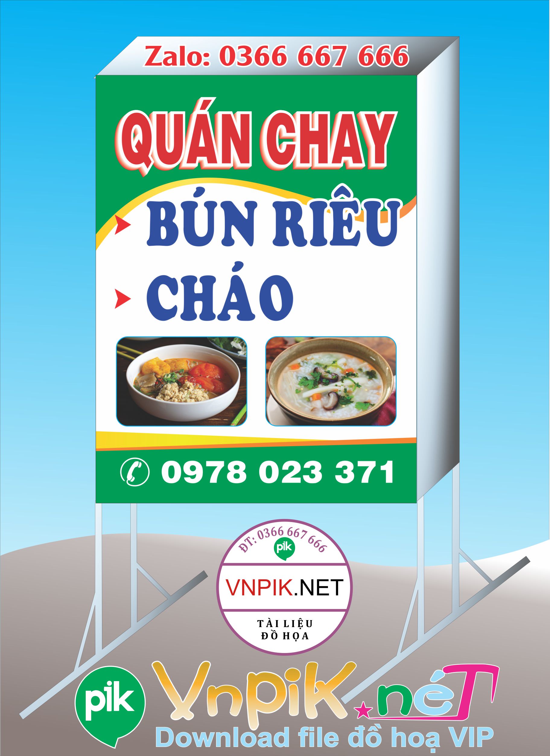 Mẫu bảng hiệu quán chay ăn sáng