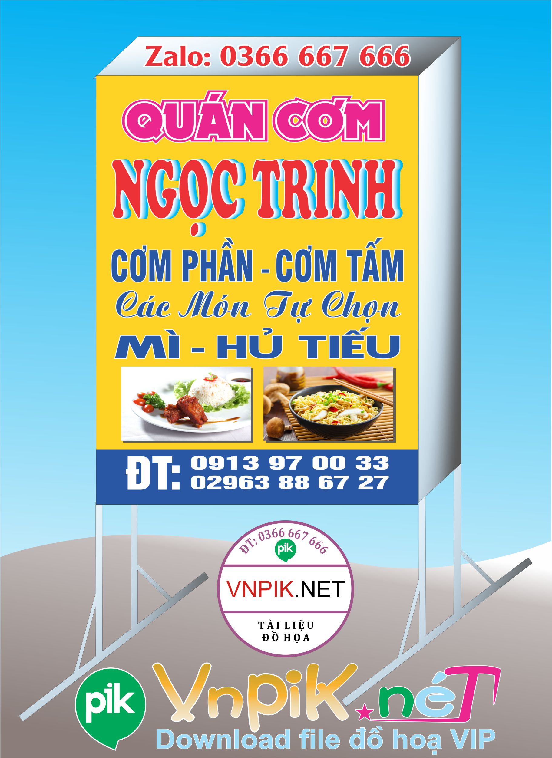 Mẫu bảng hiệu quán cơm Ngọc Trinh