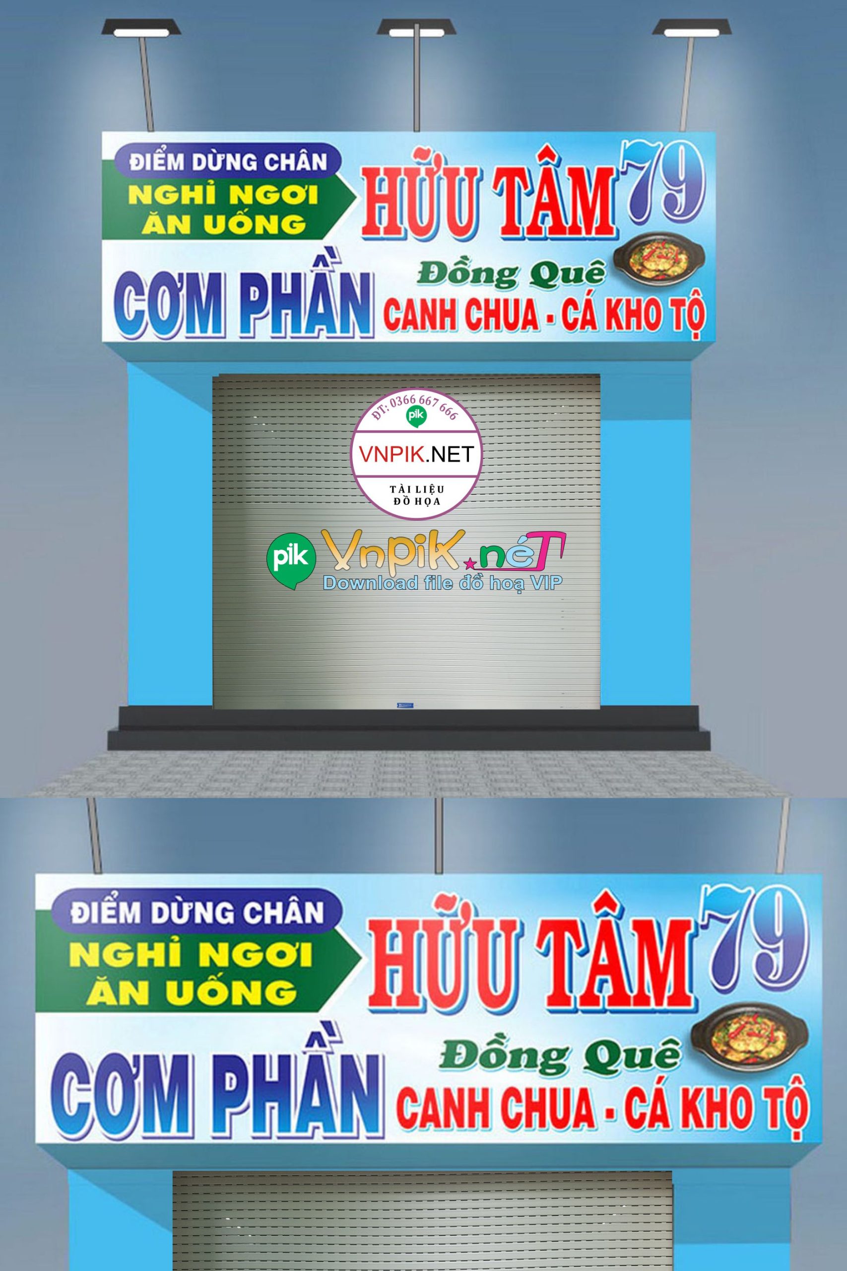 Mẫu bảng hiệu quán cơm hữu tâm 79 file corel