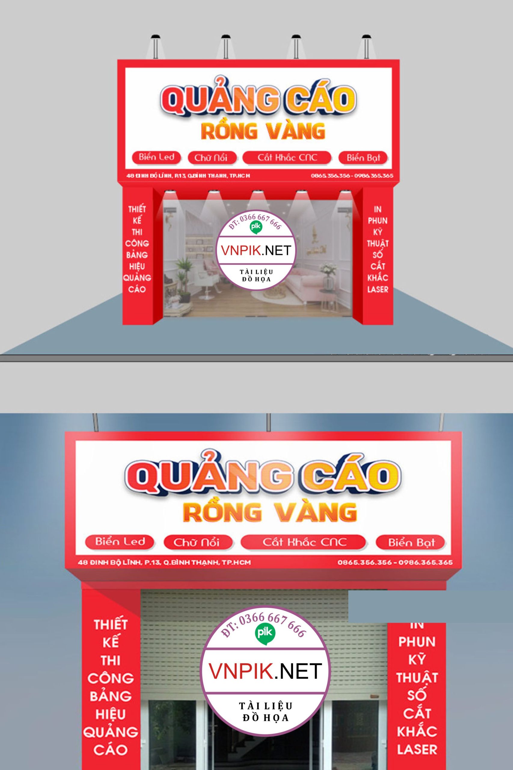 Mẫu bảng hiệu tiệm quảng cáo rồng vàng file corel