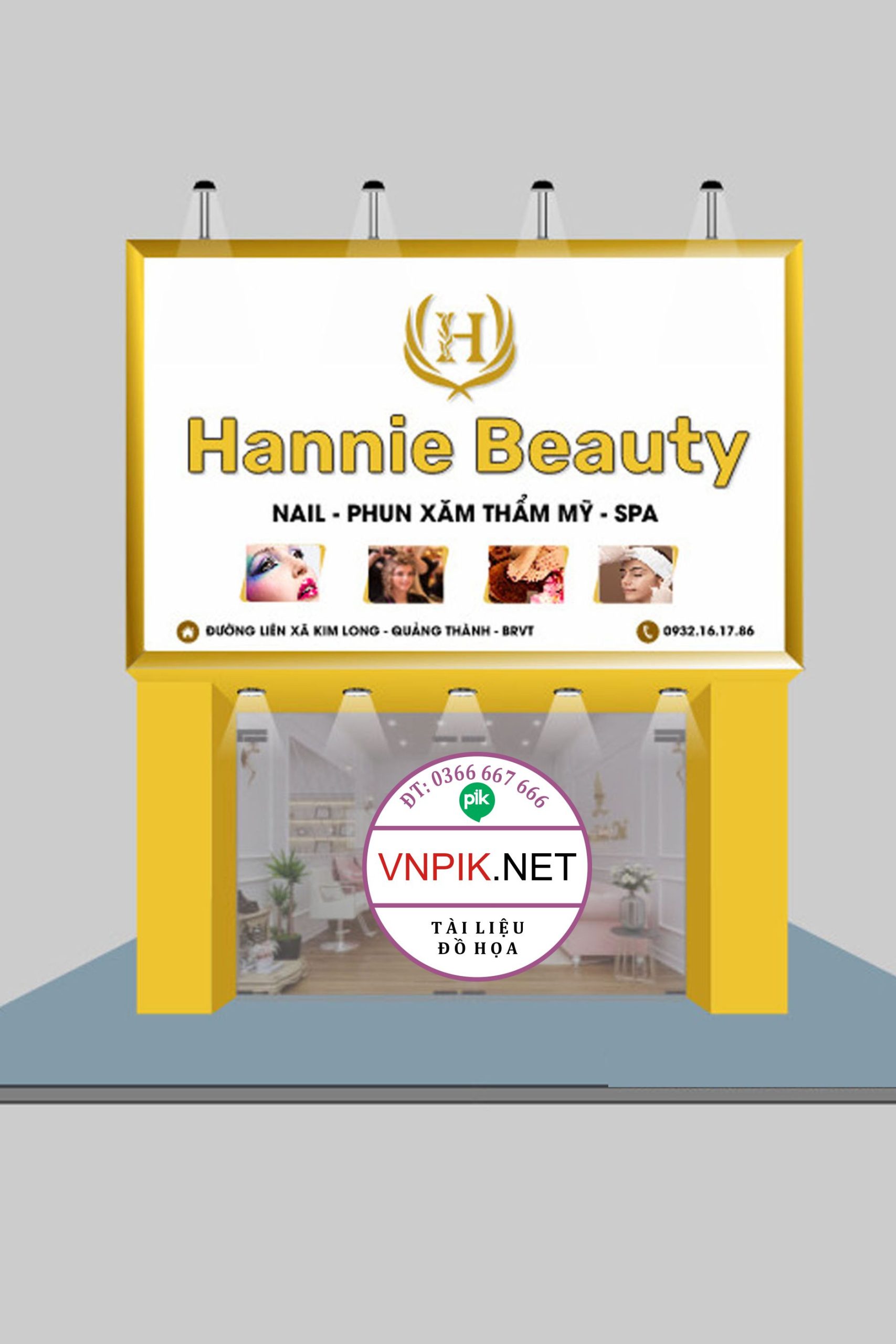 Mẫu bảng hiệu tiệm spa nail Hannie