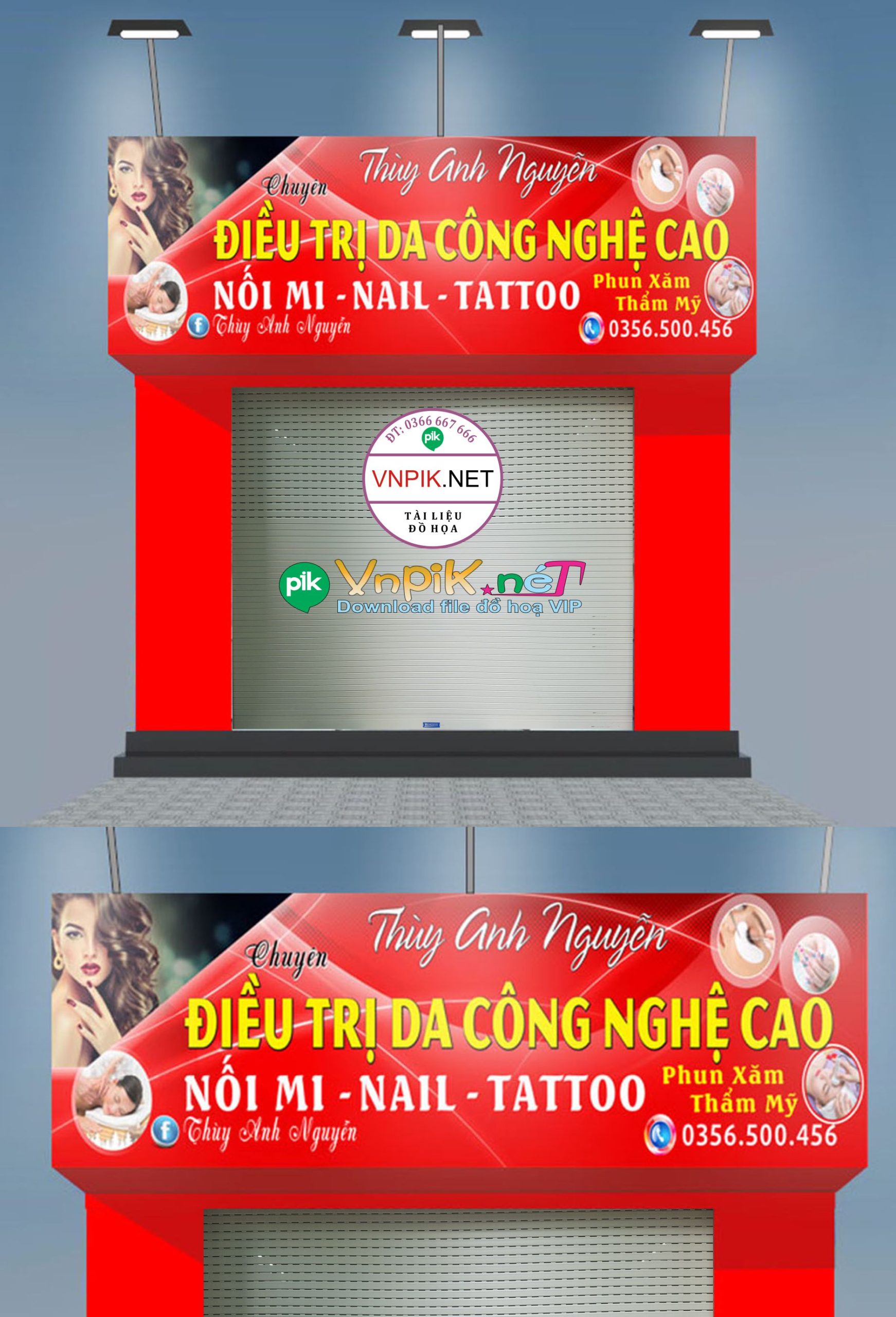 Mẫu biển quảng cáo tiệm tóc đẹp file corel