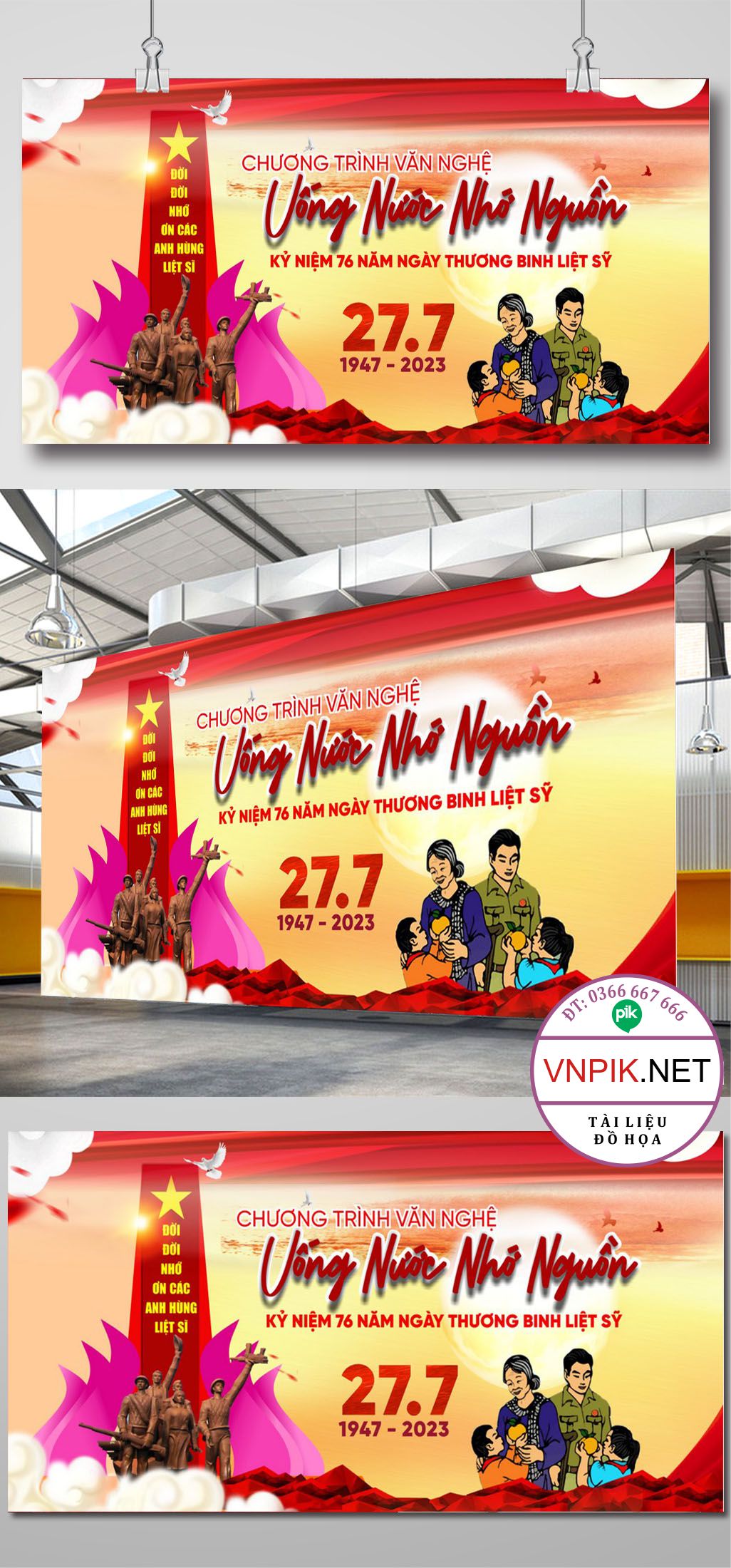 Backdrop chương trình văn nghệ 27 tháng 7 thương binh liệt sỹ