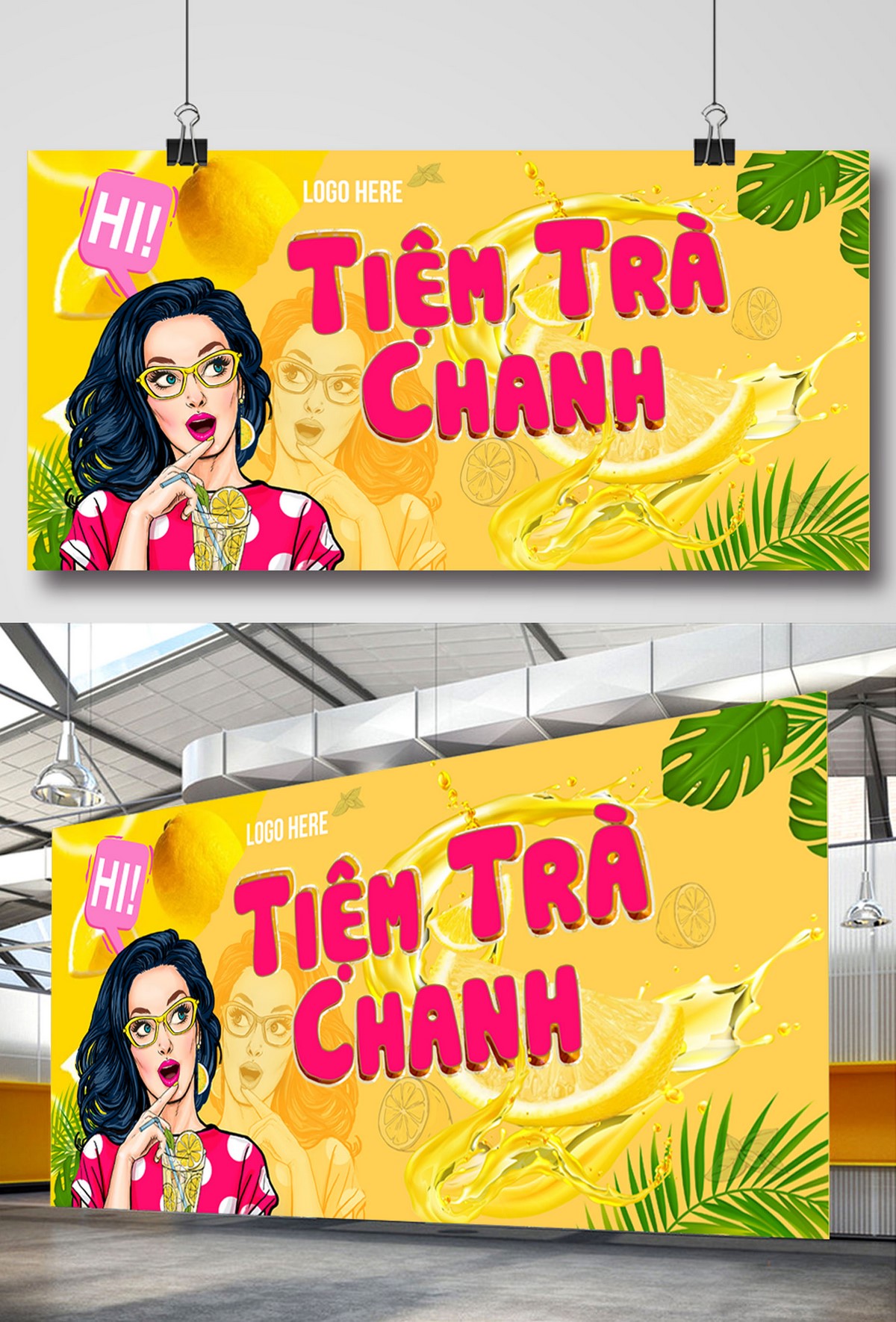 Tranh trang trí quán trà chanh trà sữa đẹp