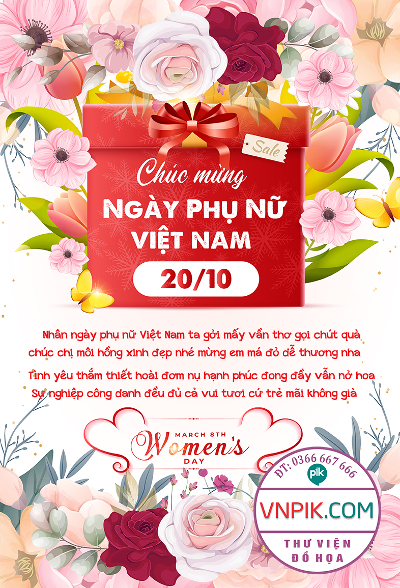 Poster Tranh Cổ Động Kỉ Niệm Ngày Phụ Nữ Việt Nam 20 Tháng 10 File Vector PSD 14