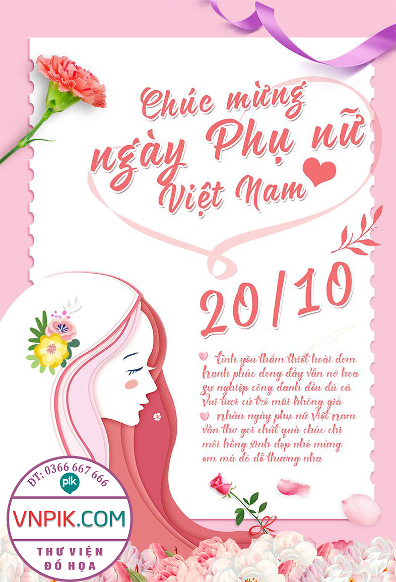 Poster Tranh Cổ Động Kỉ Niệm Ngày Phụ Nữ Việt Nam 20 Tháng 10 File Vector PSD 15