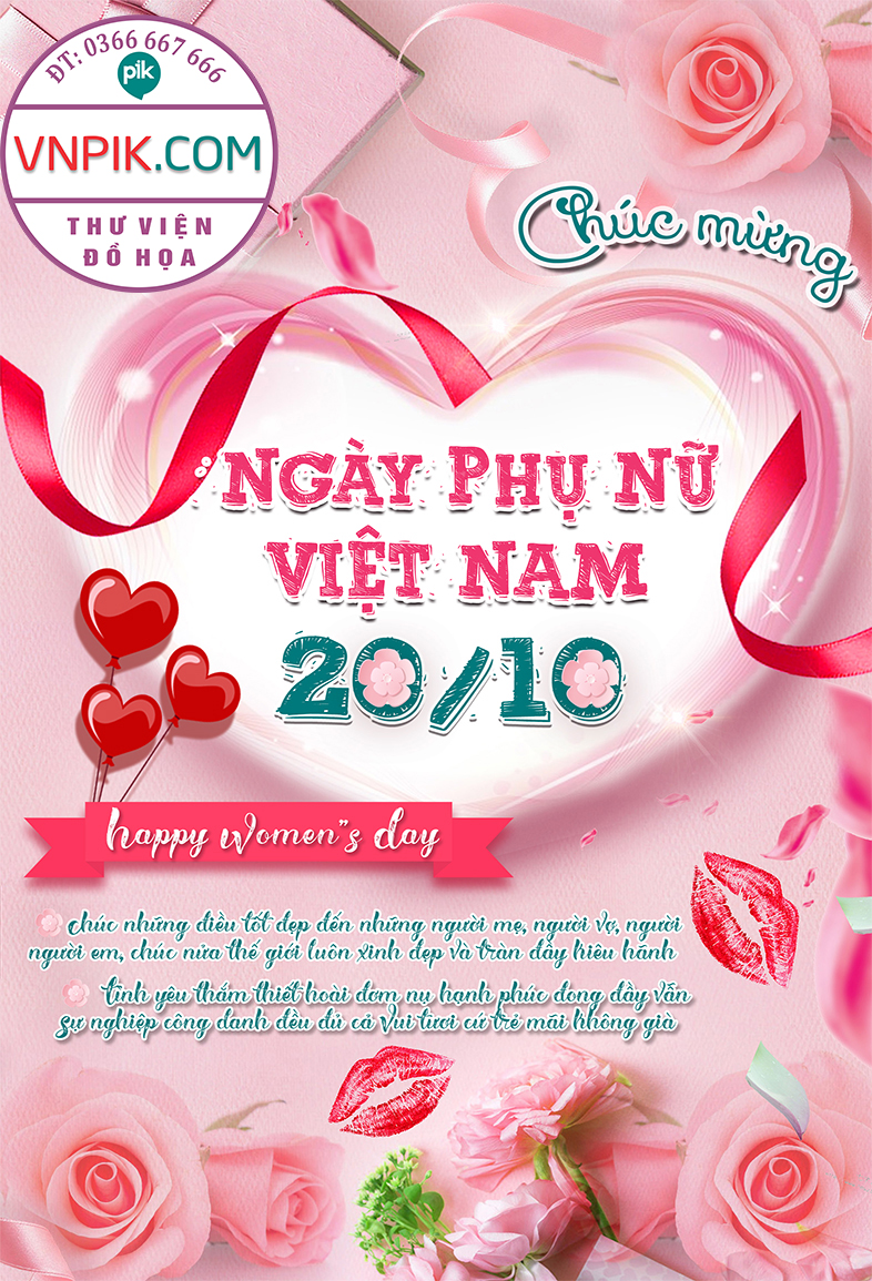 Poster Tranh Cổ Động Kỉ Niệm Ngày Phụ Nữ Việt Nam 20 Tháng 10 File Vector PSD 16
