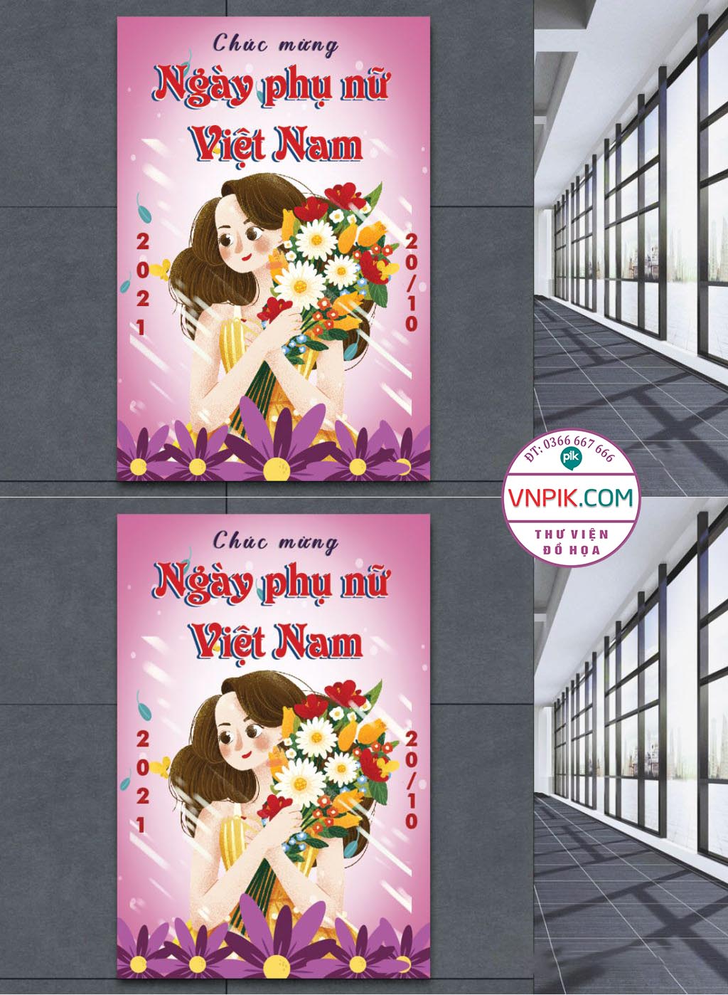 Poster Tranh Cổ Động Kỉ Niệm Ngày Phụ Nữ Việt Nam 20 Tháng 10  File Vector AI 17