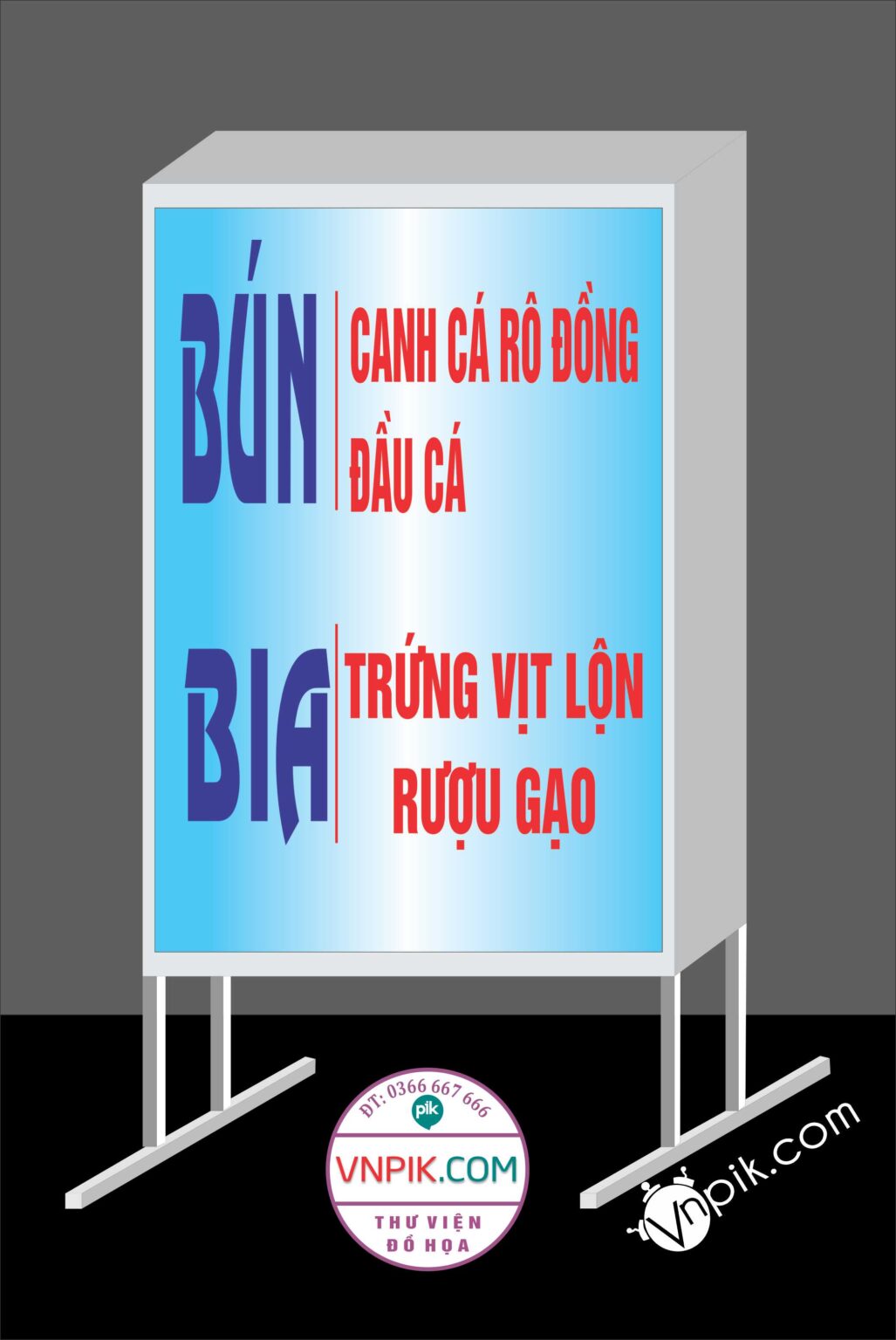 Mẫu biển vẫy bún cá rô đồng, bia, rượu gạo, trứng vịt lộn - VNPIK.COM