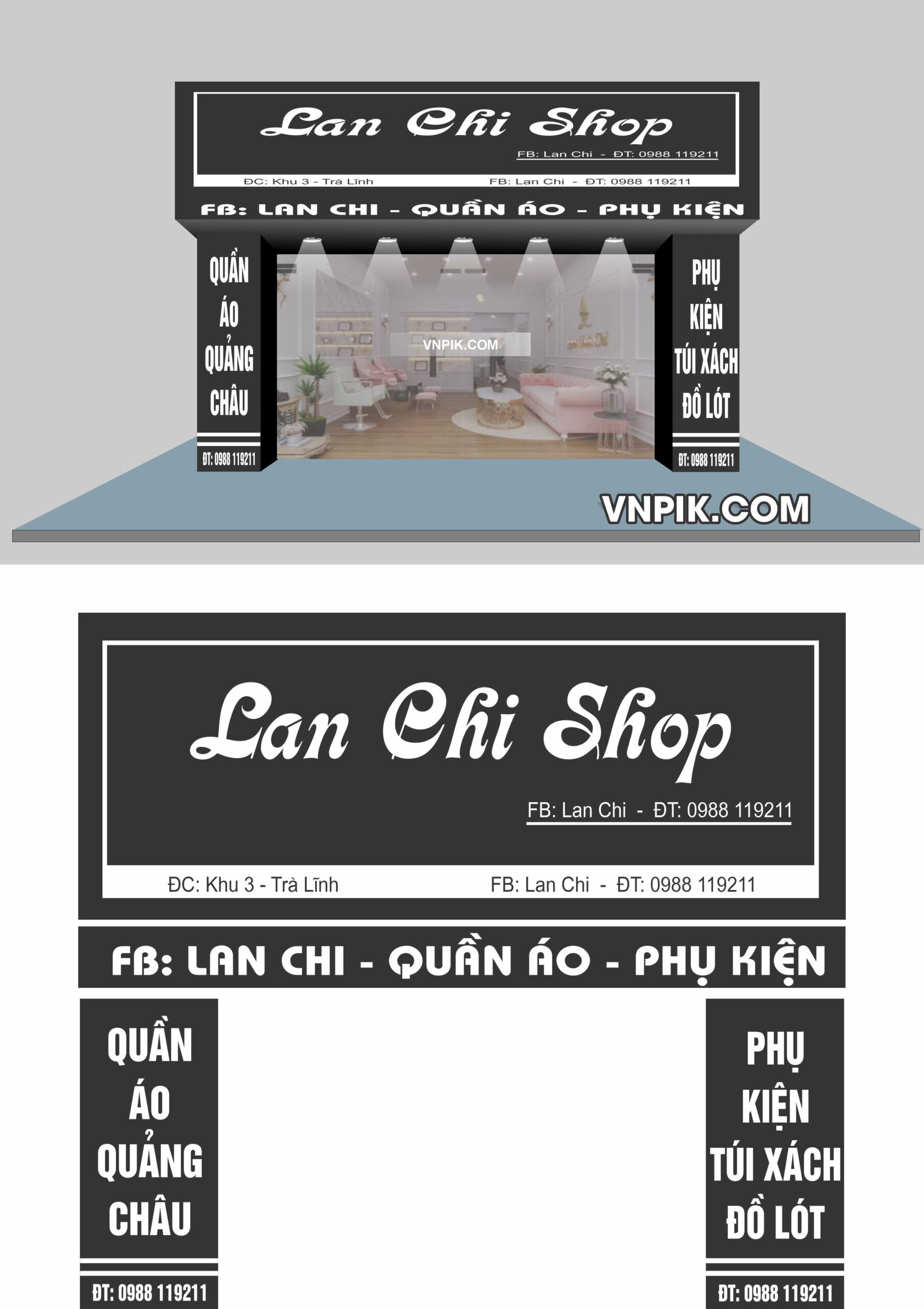 Mẫu biển shop quần áo Lan Chi 2