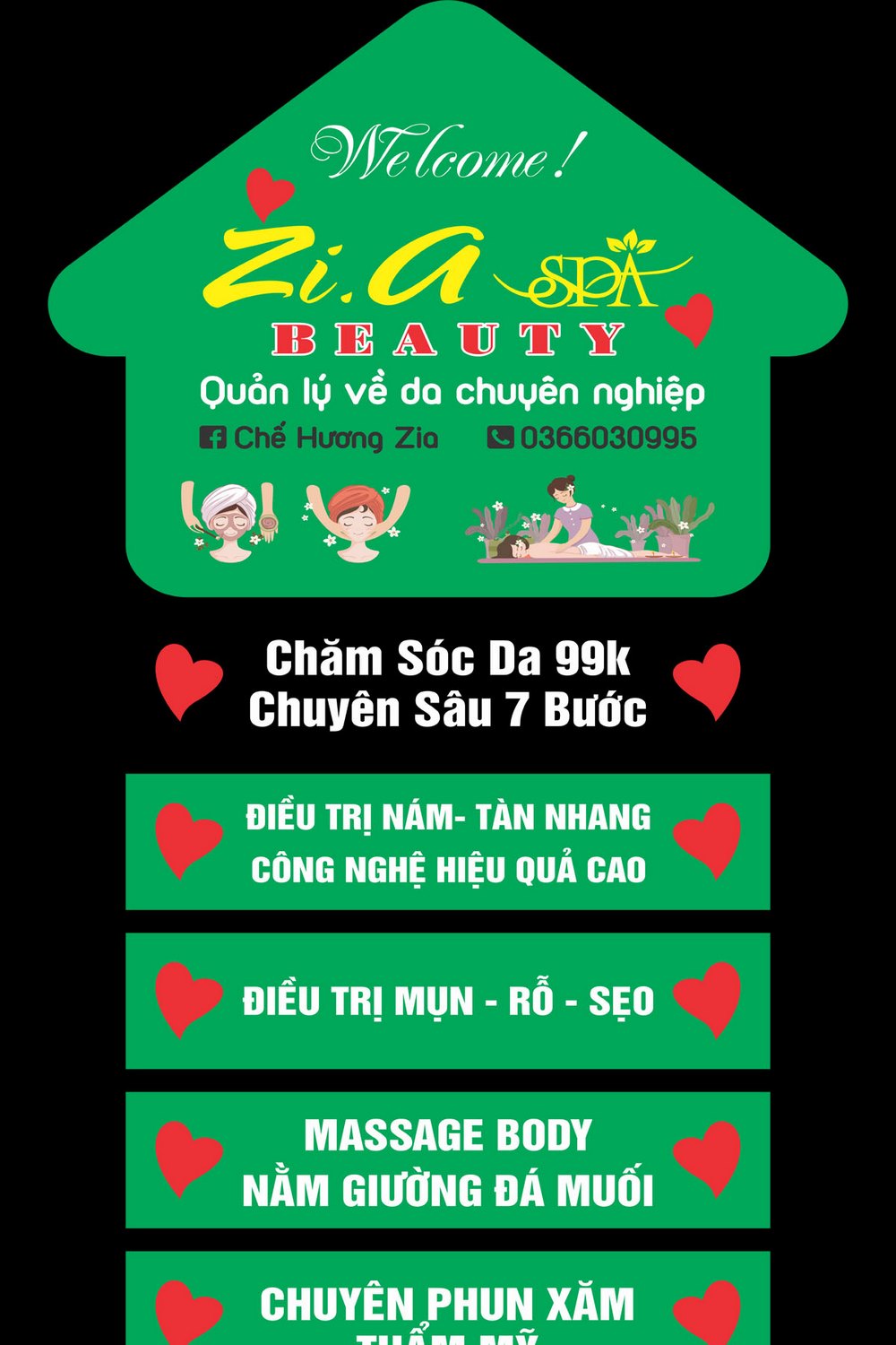 Mẫu biển treo shop spa phun xăm thẩm mỹ