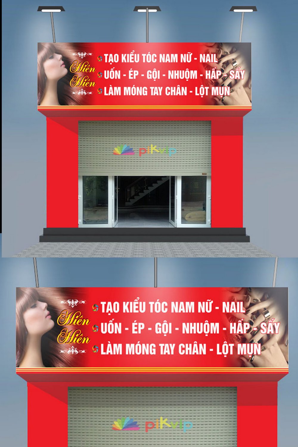 Mẫu biển quảng cáo tiệm tóc tiệm nail