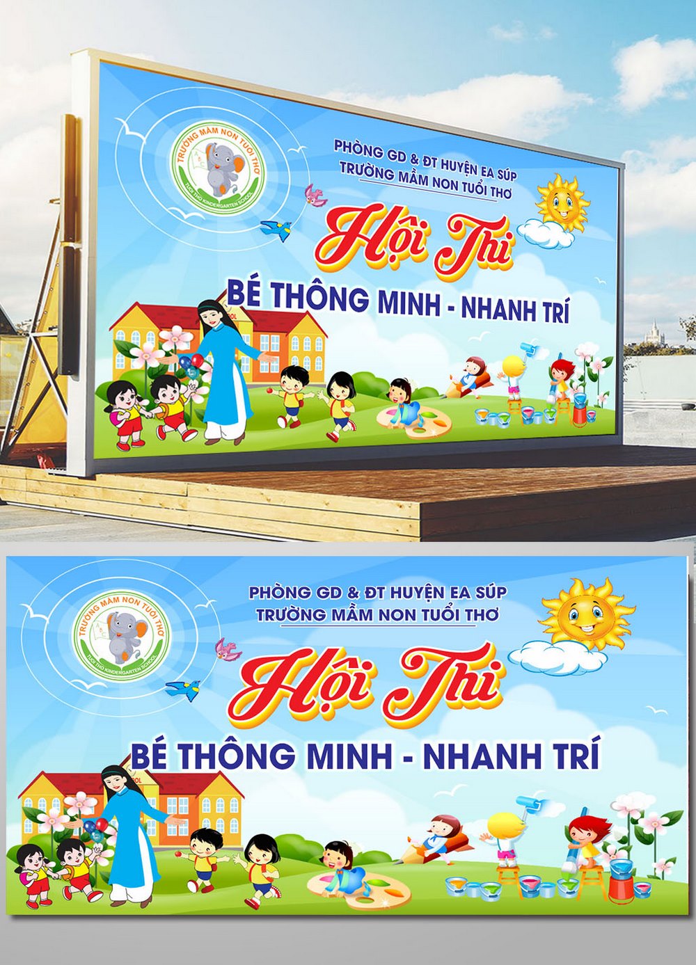 Mẫu hội thi bé thông minh nhất trí file corel