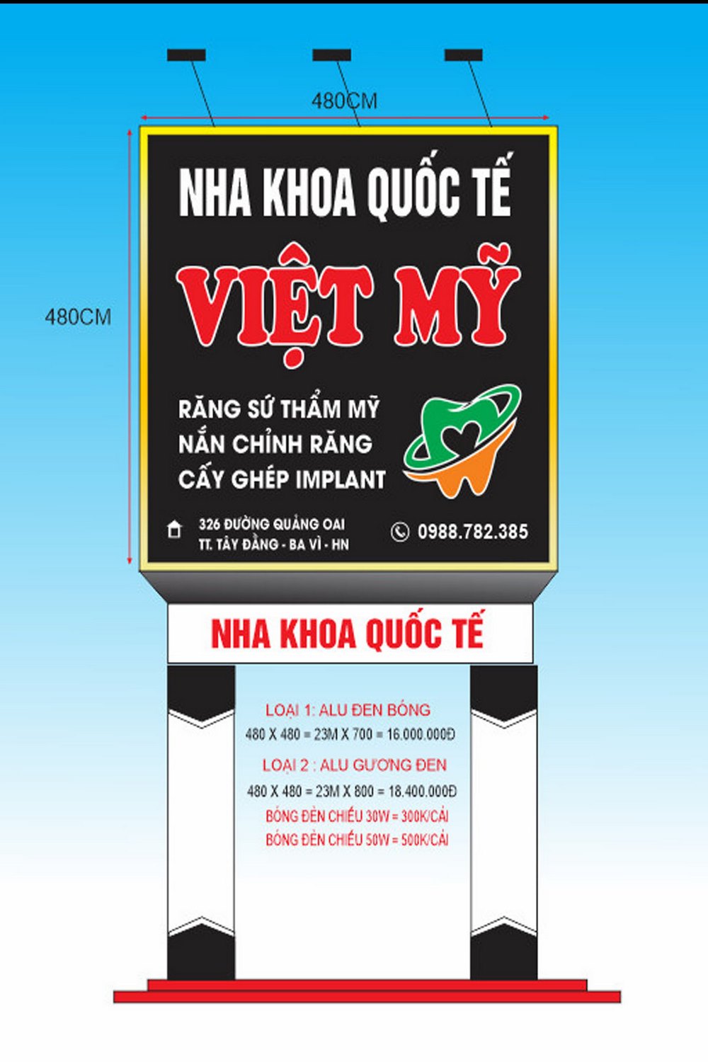 Mẫu biển bảng quảng cáo nha khoa