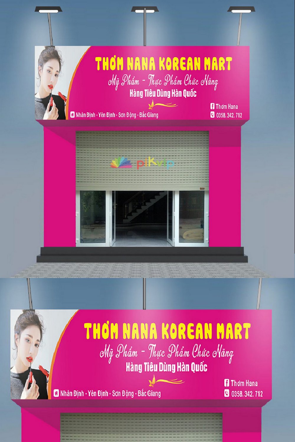 Market bảng quảng cáo Mỹ phẩm Thơm Hana Korean Mart file Corel