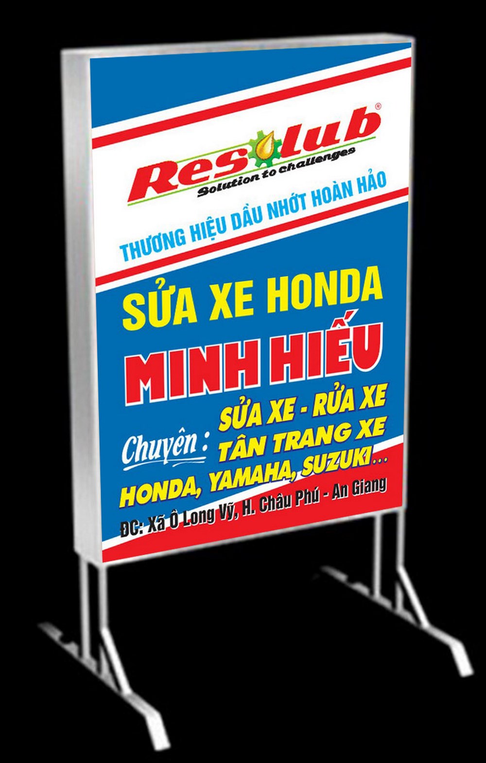 Mẫu bảng hiệu cửa hàng sửa xe honda Minh Hiếu