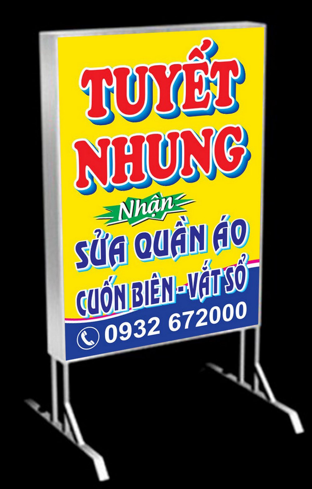 Mẫu bảng hiệu cửa hàng sửa quần áo Tuyết Nhung