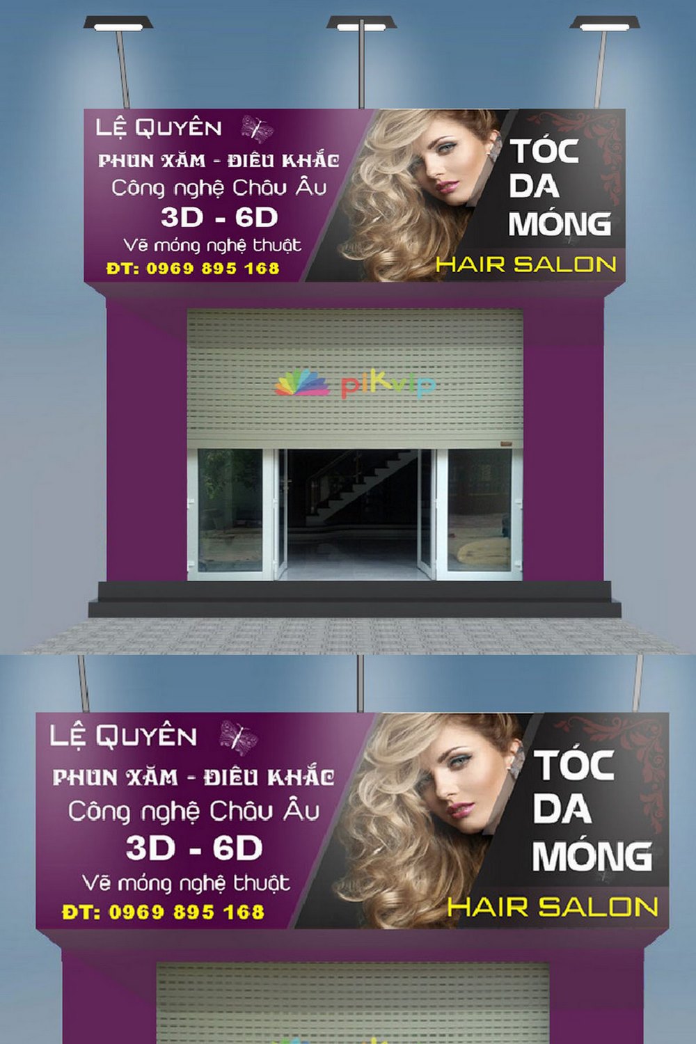 Mẫu bảng quảng cáo tiệm tóc hair salon lệ quyên file corel