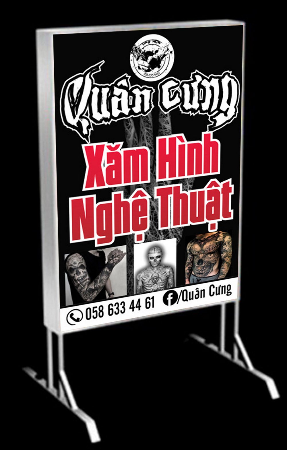 Mẫu bảng quảng cáo biển vẫy xăm hình nghệ thuật