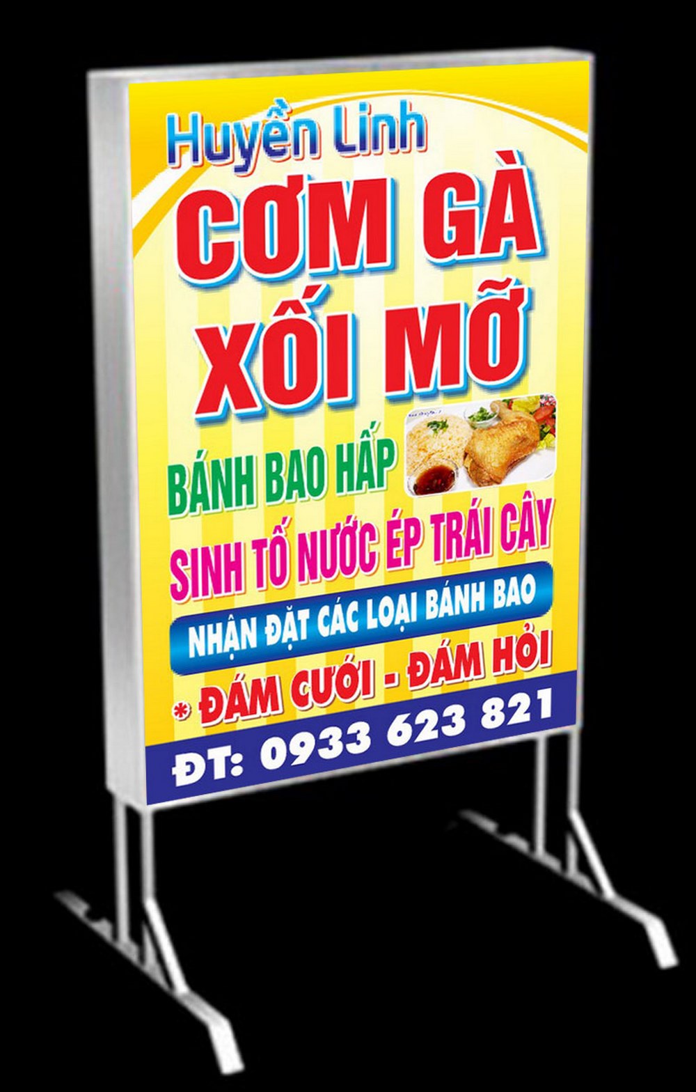 Mẫu bảng hiệu hộp đèn quán cơm gà xối mỡ