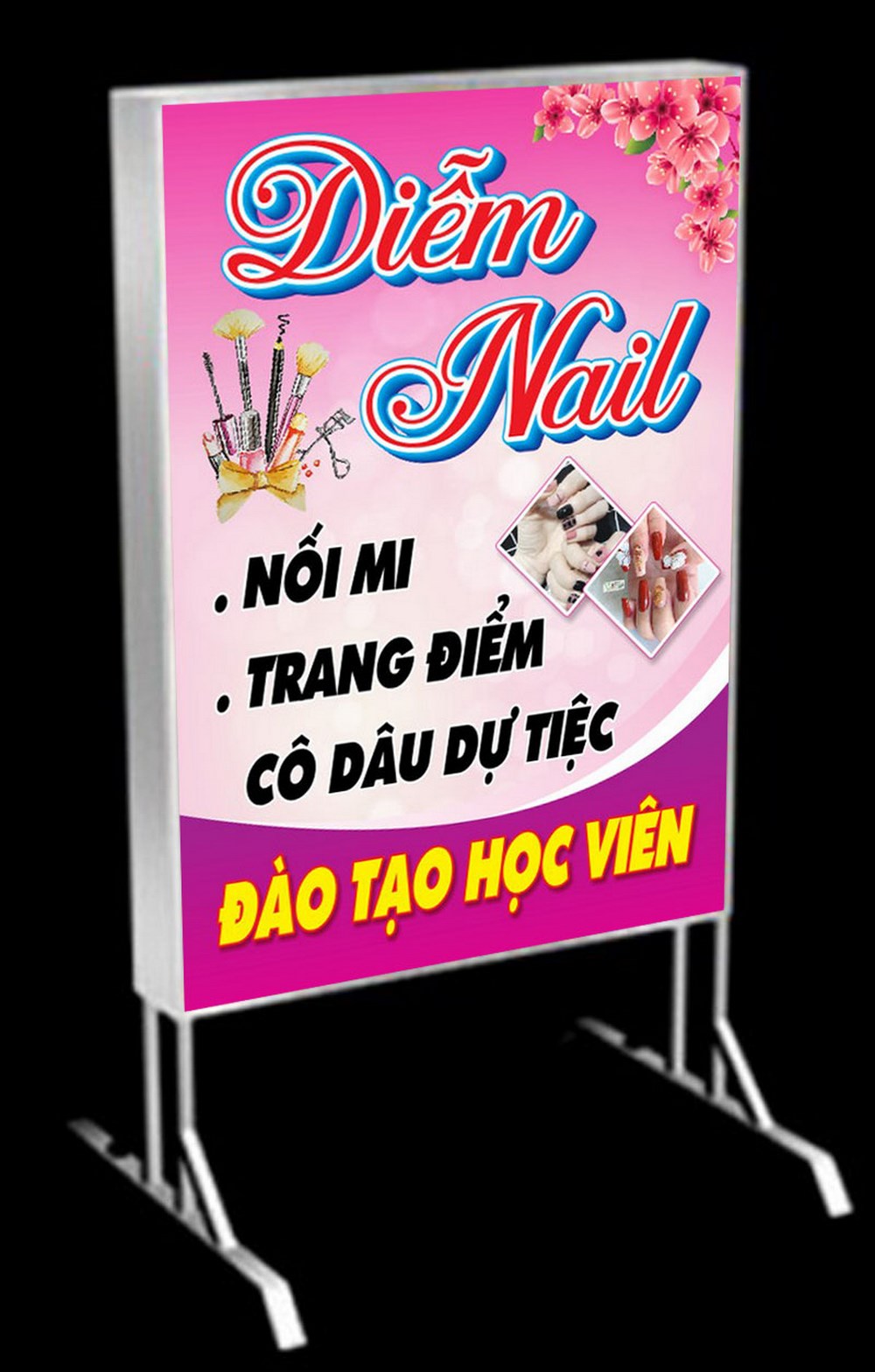 Mẫu bảng hiệu hộp đèn salon tóc nail nối mi Diễn