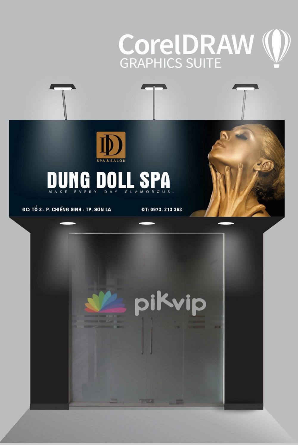 Bảng quảng cáo Dung Doll Spa file corel