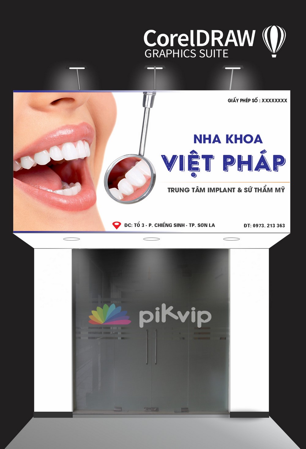 Bảng quảng cáo nha khoa việt pháp file corel