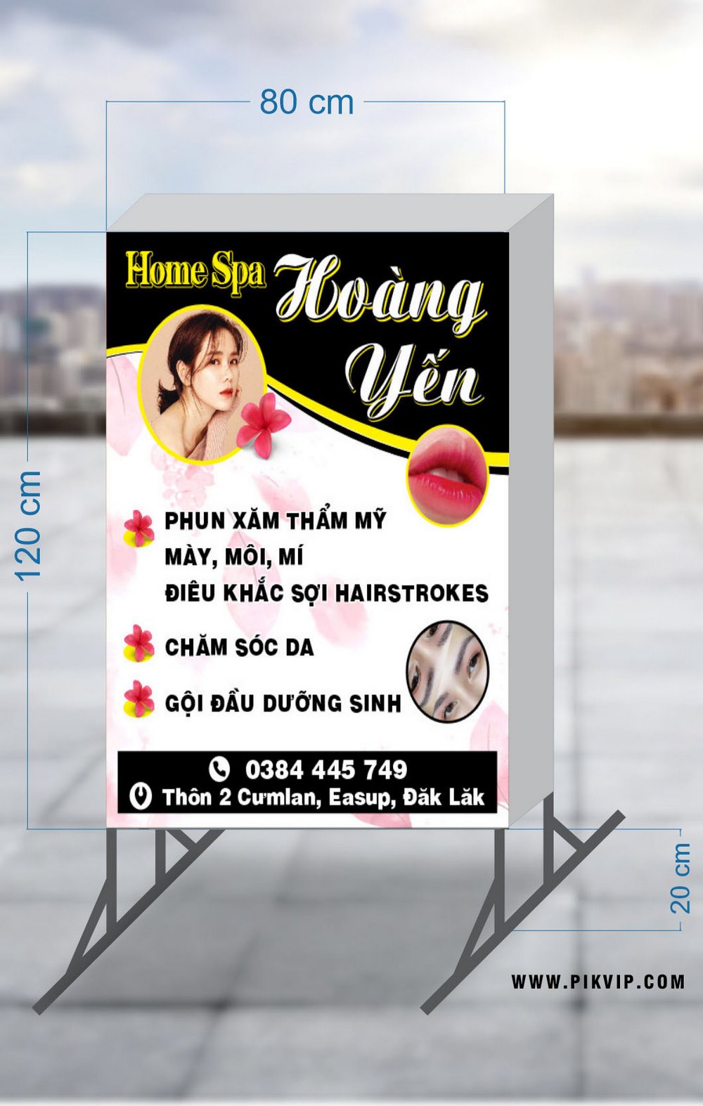 Bảng hiệu hộp đứng spa hoàng yến file corel