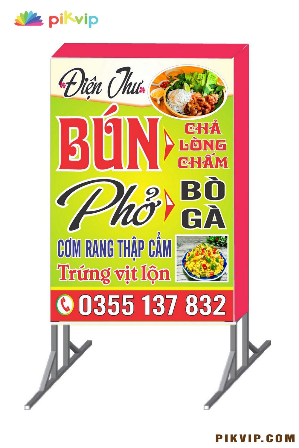 Tải file bảng hiệu quán ăn sáng bún phở bò corel 