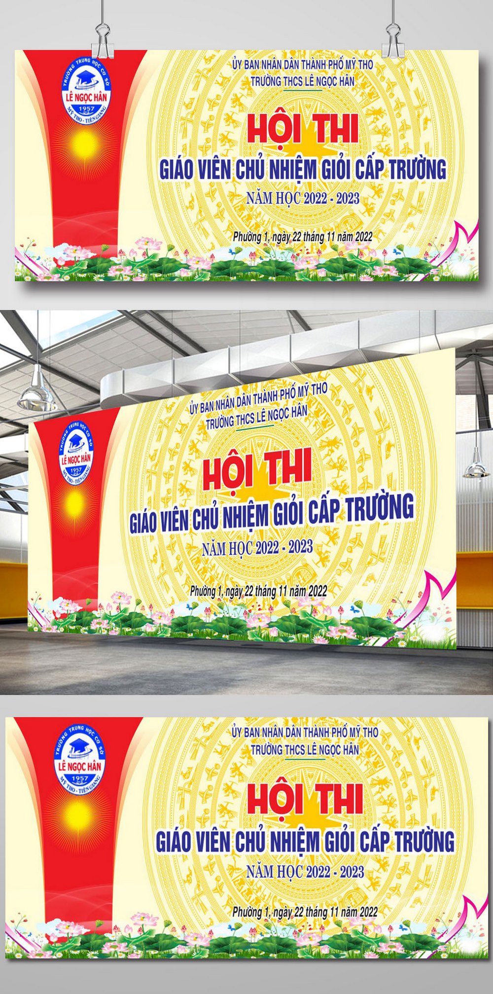 Backdrop Hội thi giáo viên giỏi file corel